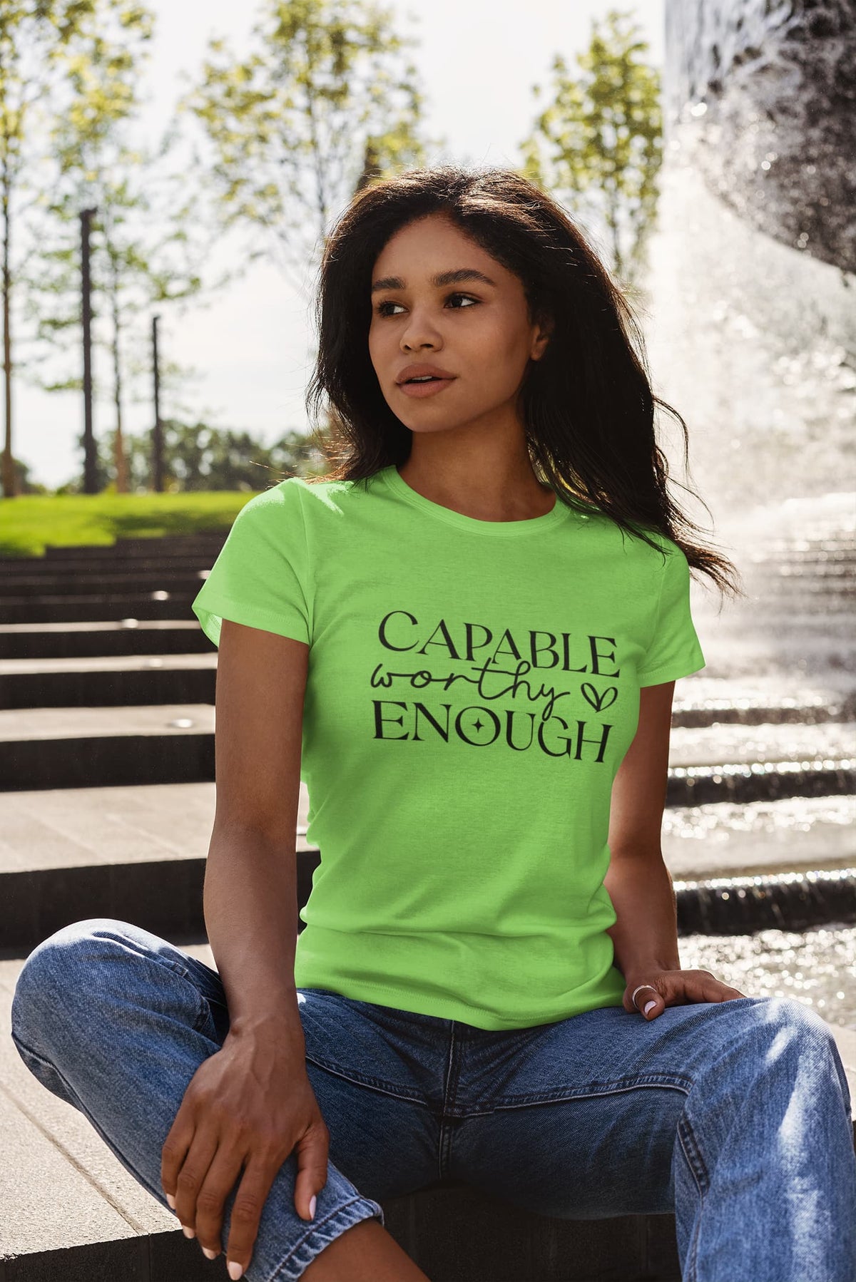 Karavirs® Capable Liril Green graphic tee for women India