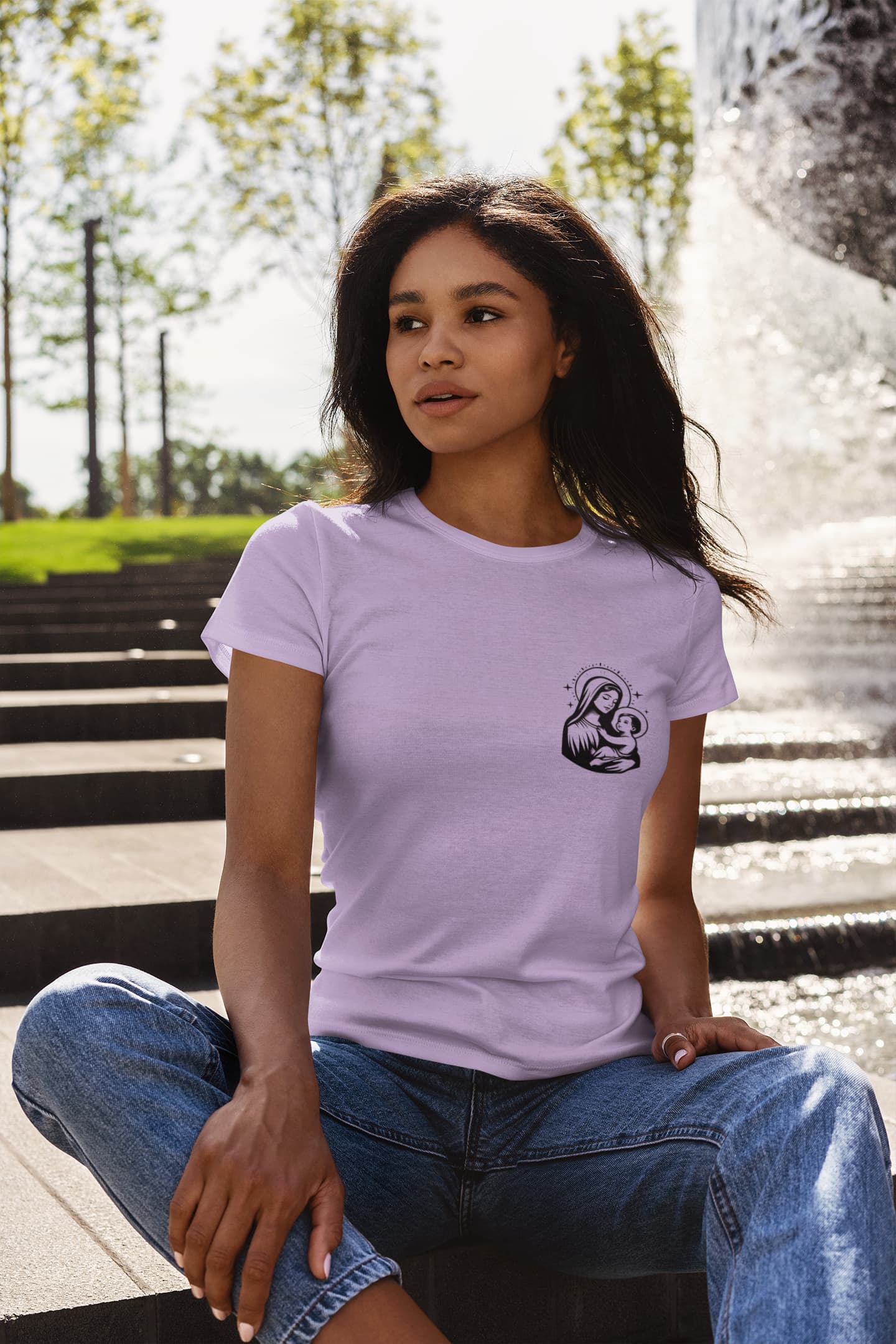Women's Iris Lavender Round Neck T-shirts