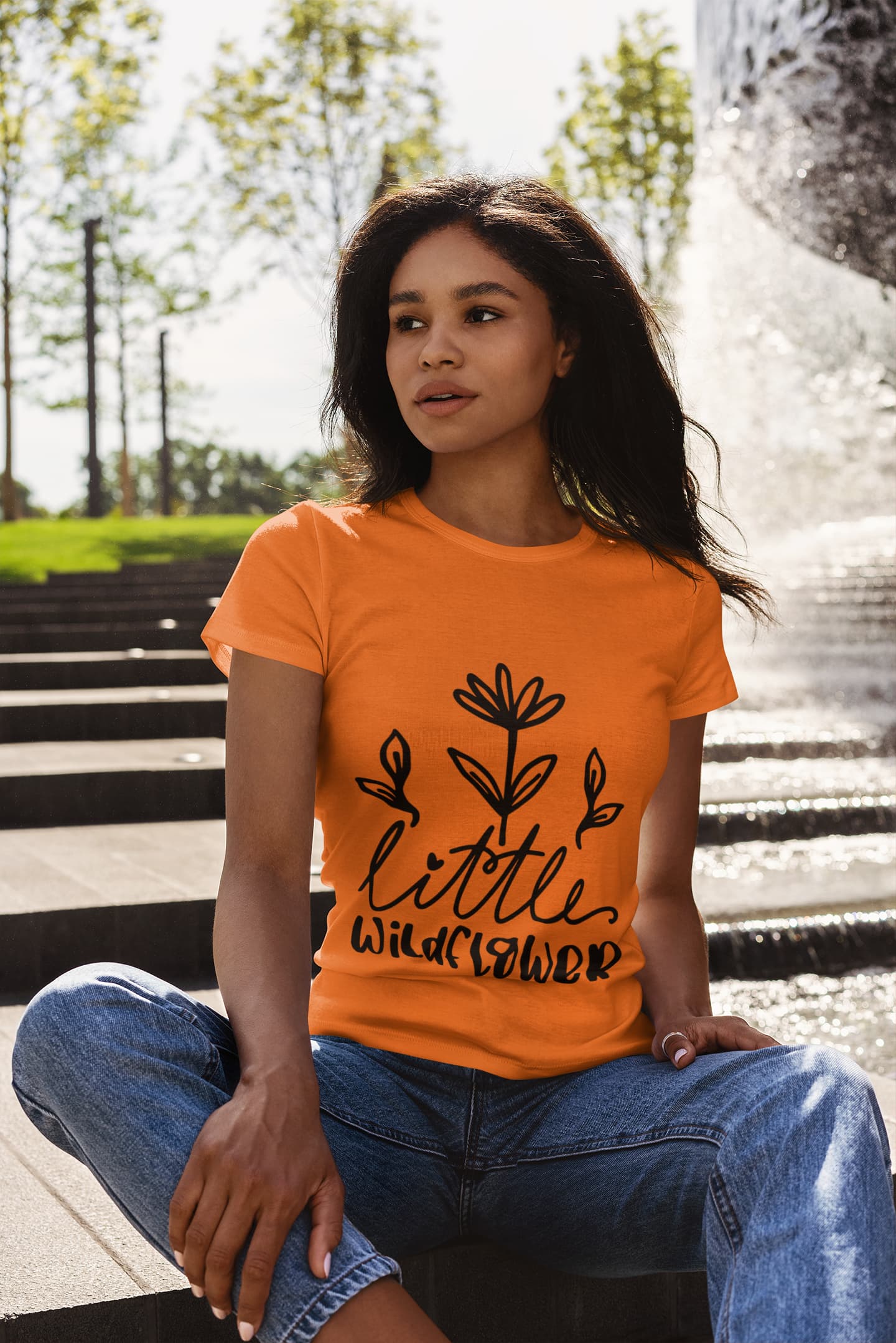 Women's Orange Round Neck T-shirts