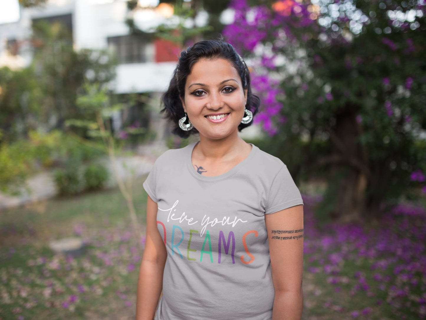 Women's Melange Grey Round Neck T-shirts