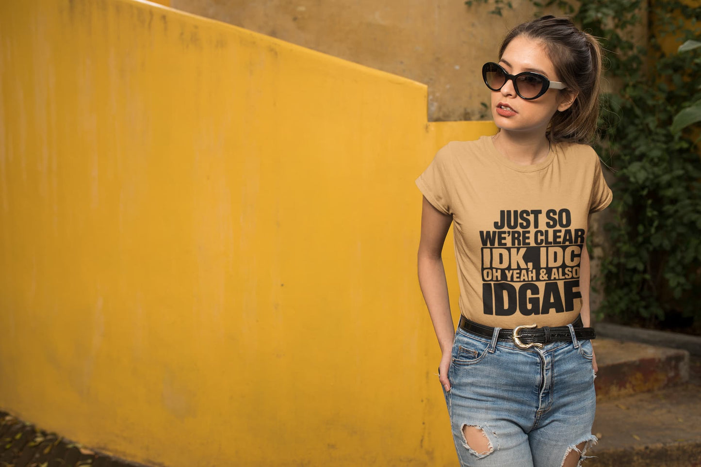Women's Mustard Yellow Round Neck T-shirts