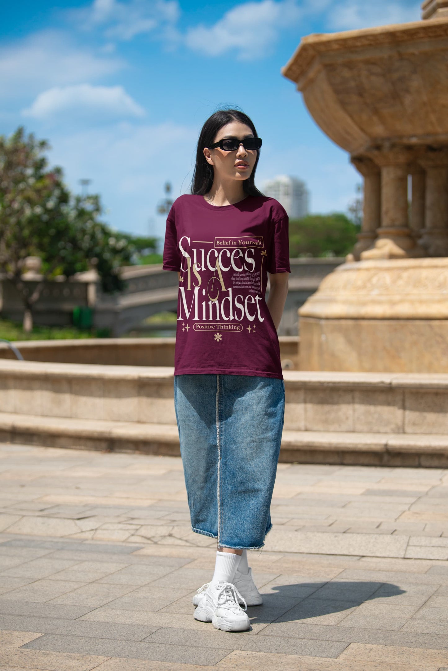 Men's Burgundy Oversized Round Neck T-shirts