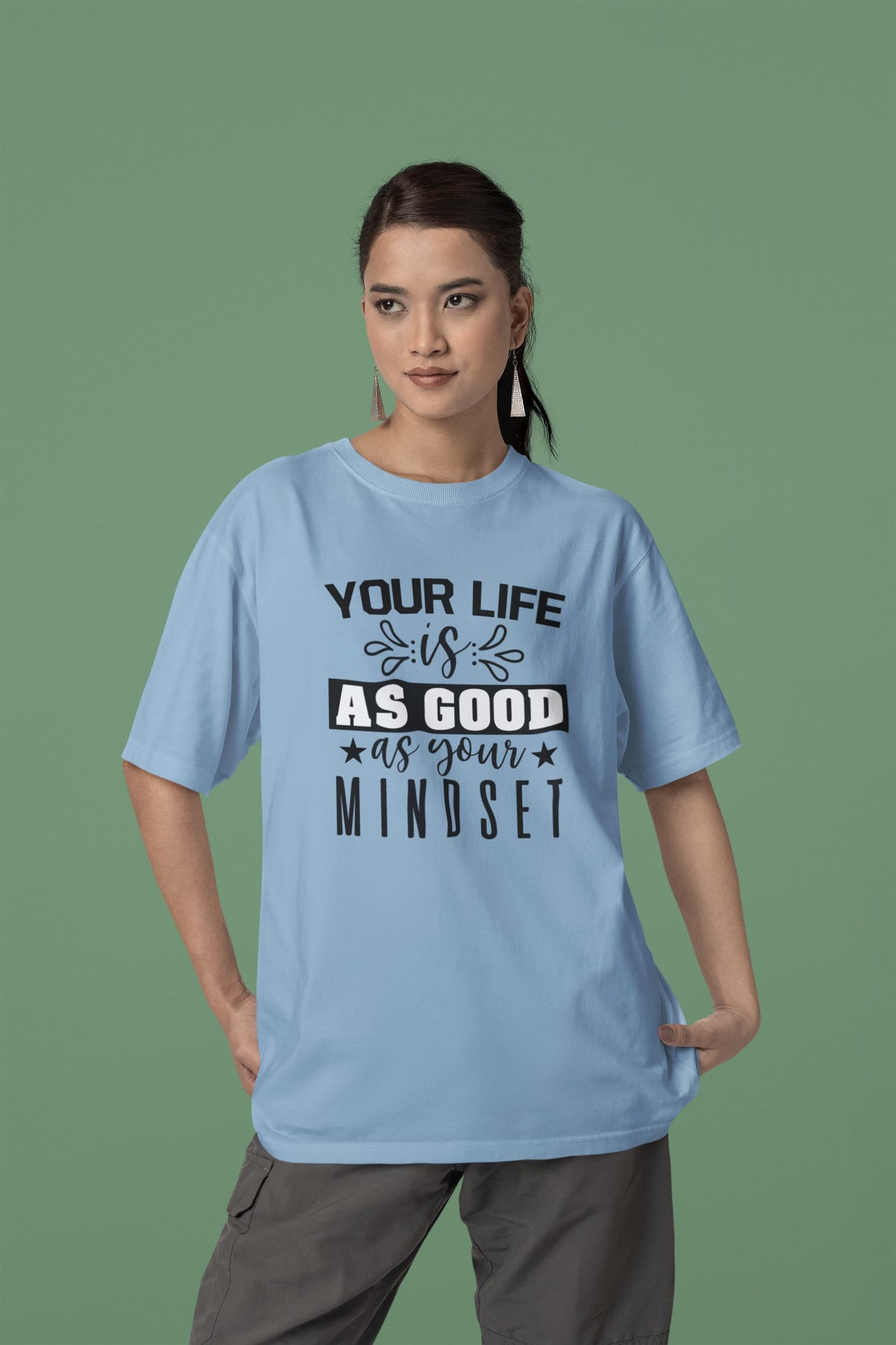 WOMENS BABY BLUE OVERSIZED T-SHIRT