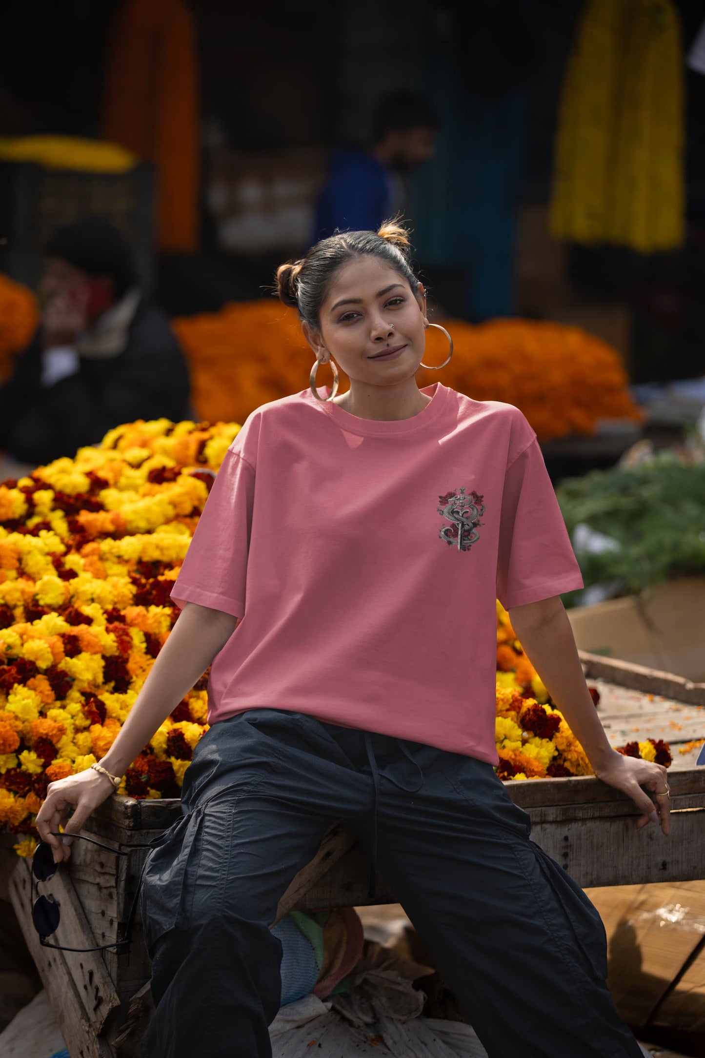 Men's Dusty Rose Oversized Round Neck T-shirts
