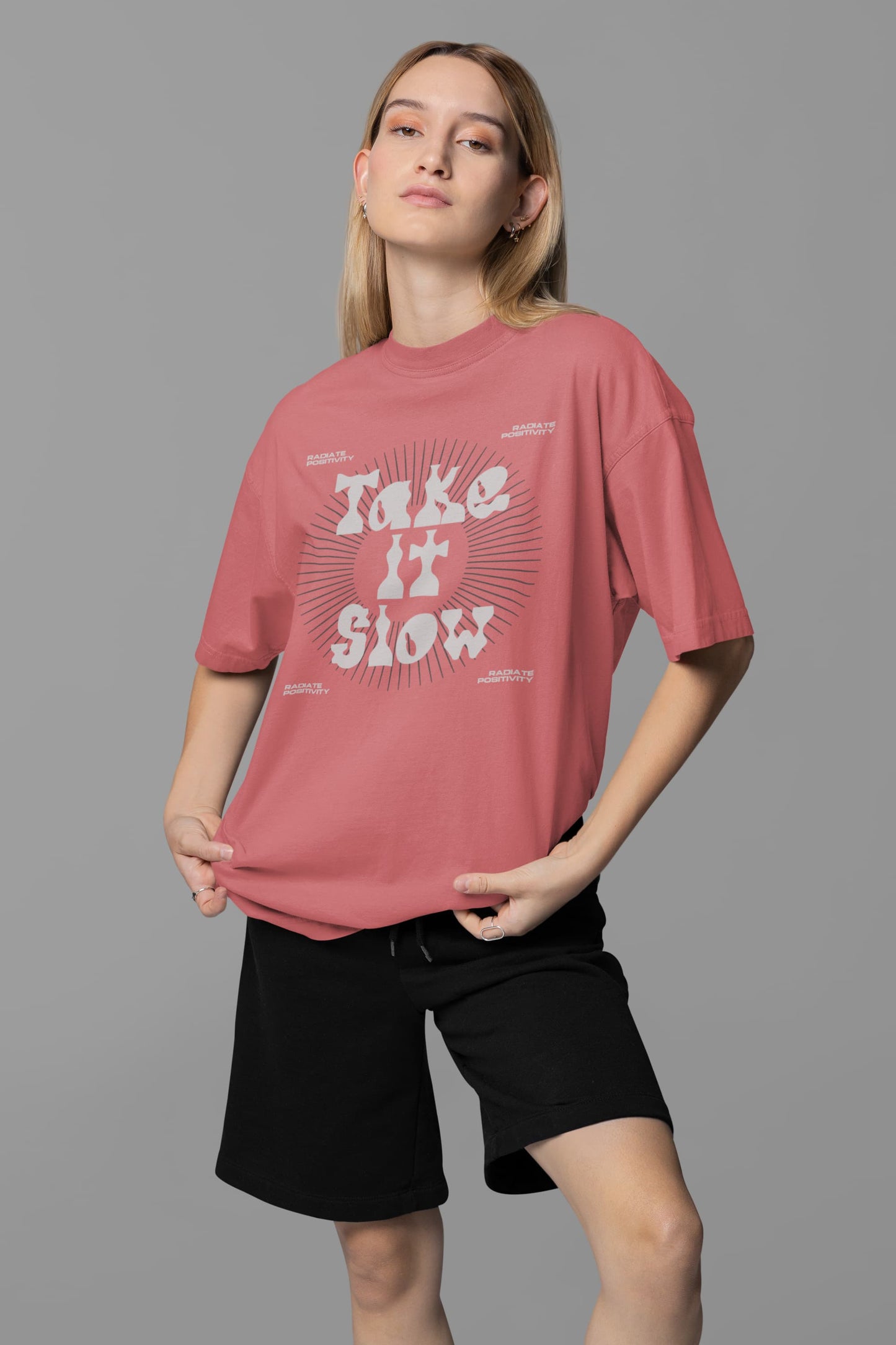 WOMENS DUSTY ROSE OVERSIZED T-SHIRT
