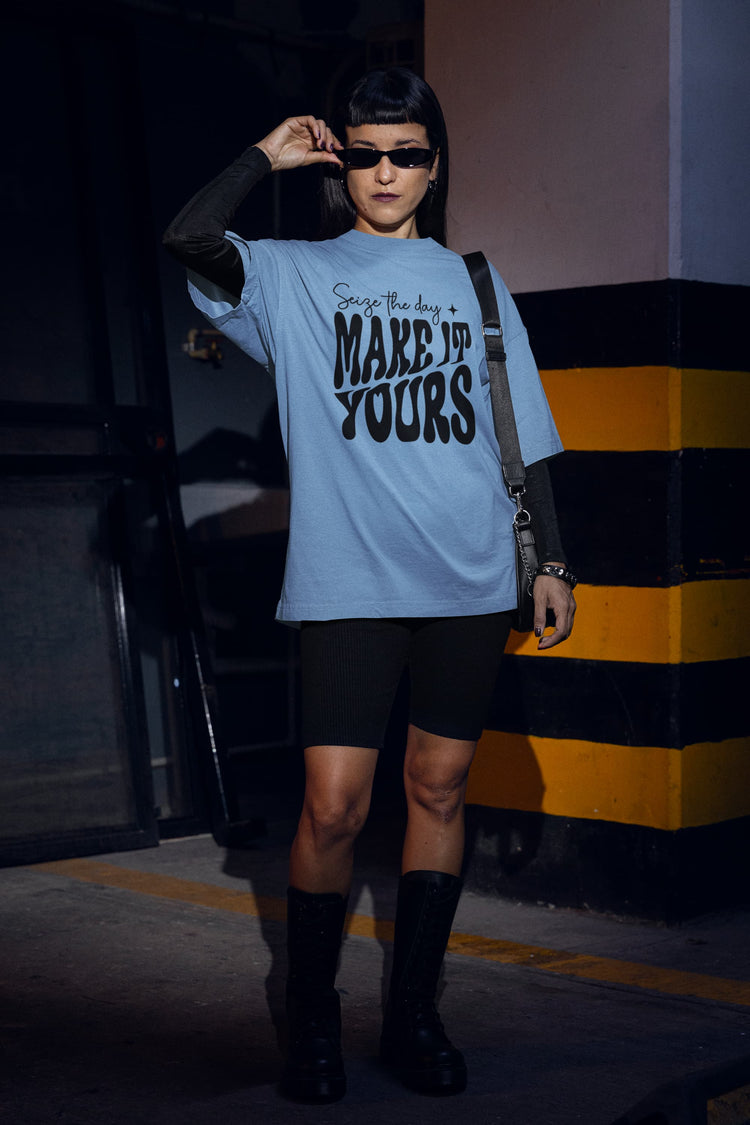 WOMENS BABY BLUE OVERSIZED T-SHIRT