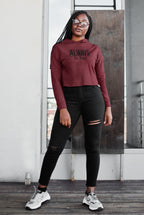 WOMENS MAROON CROP HOODIES