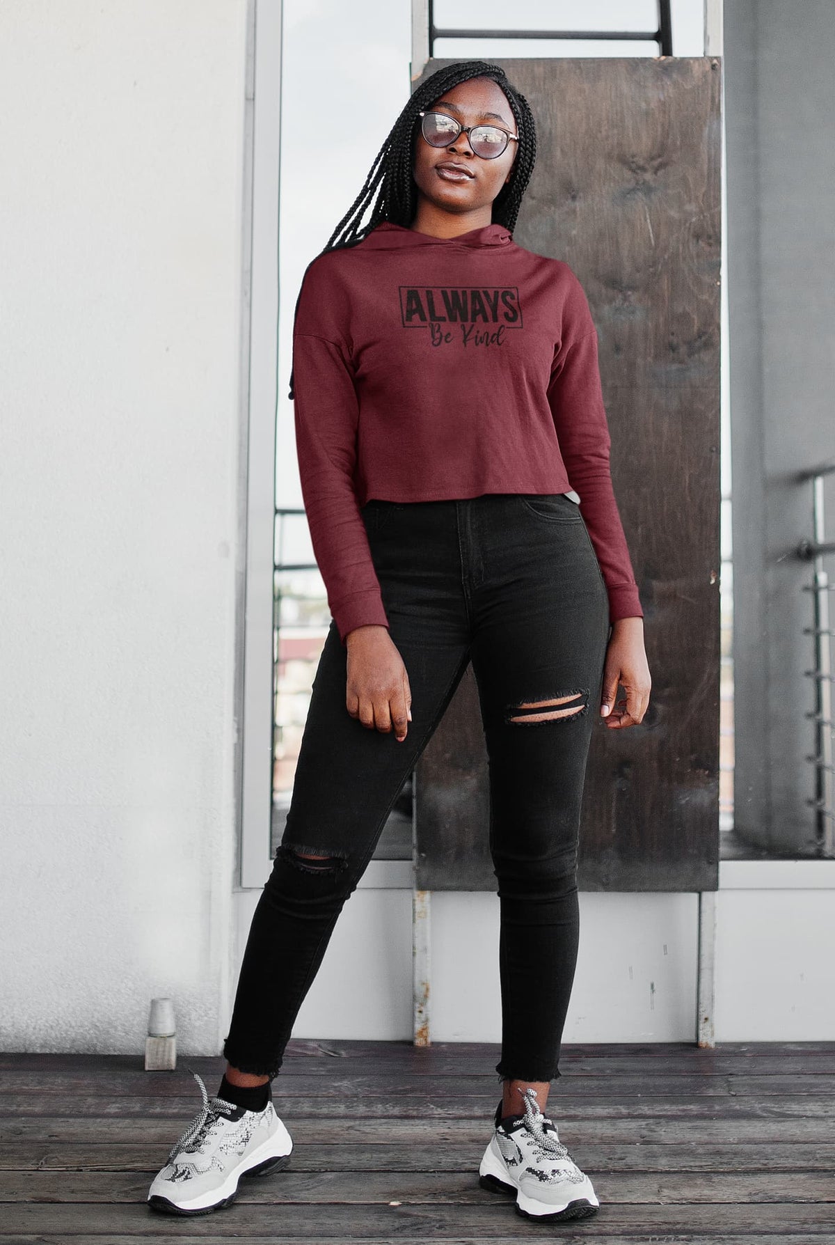 Karavirs® Creed Maroon crop hoodie for women India