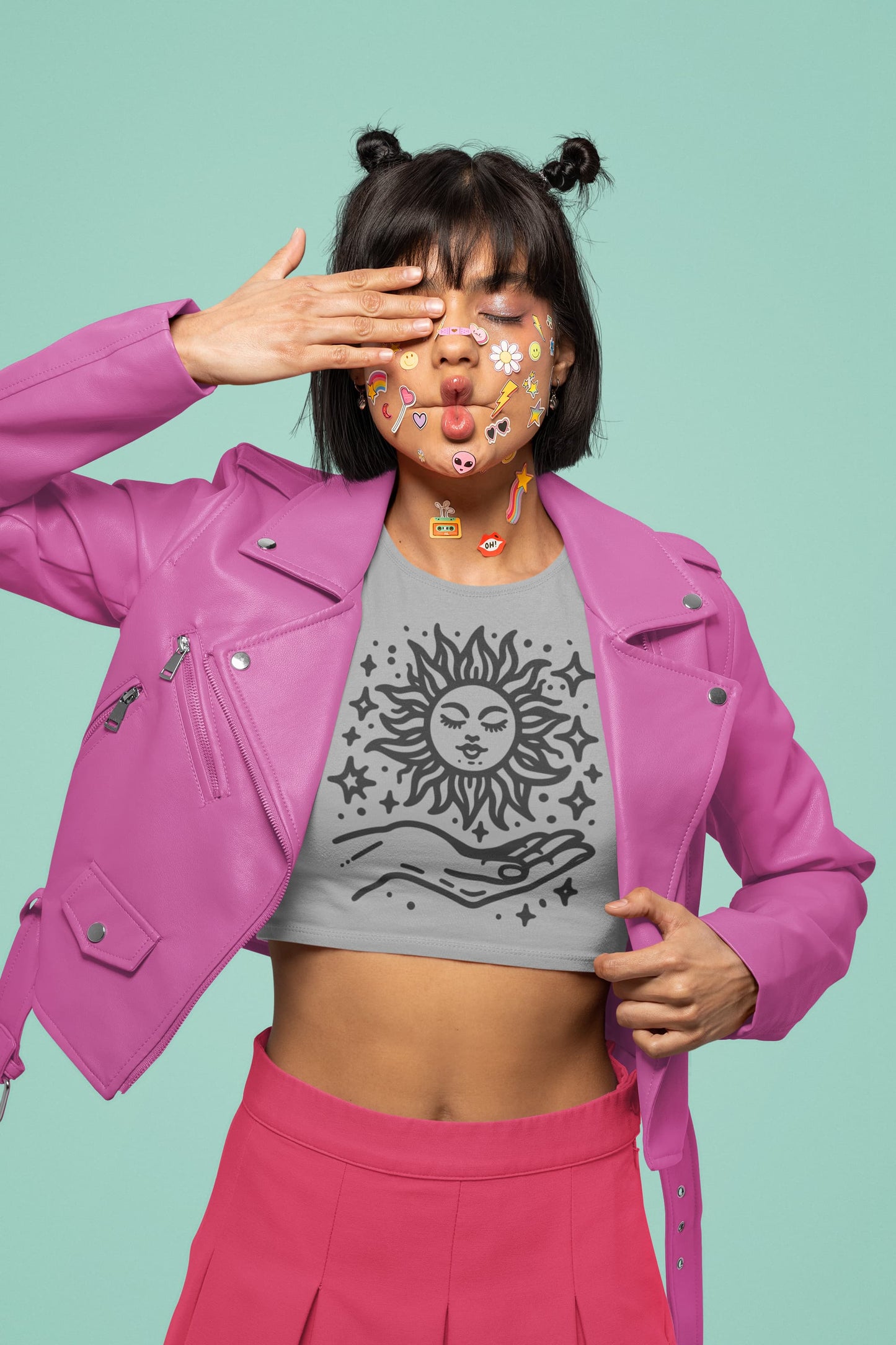 Women's Melange Grey Crop Tops