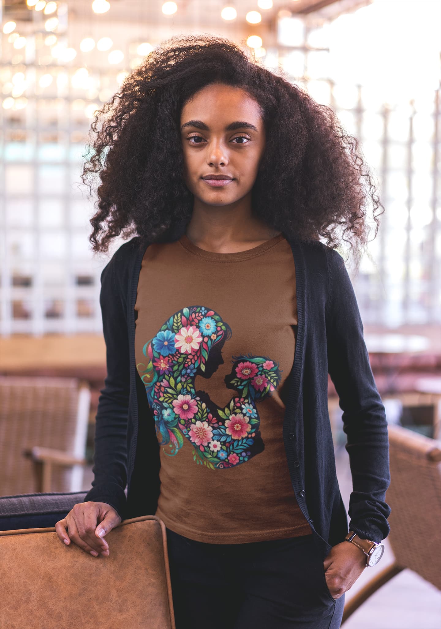 Women's Coffee Brown Round Neck T-shirts