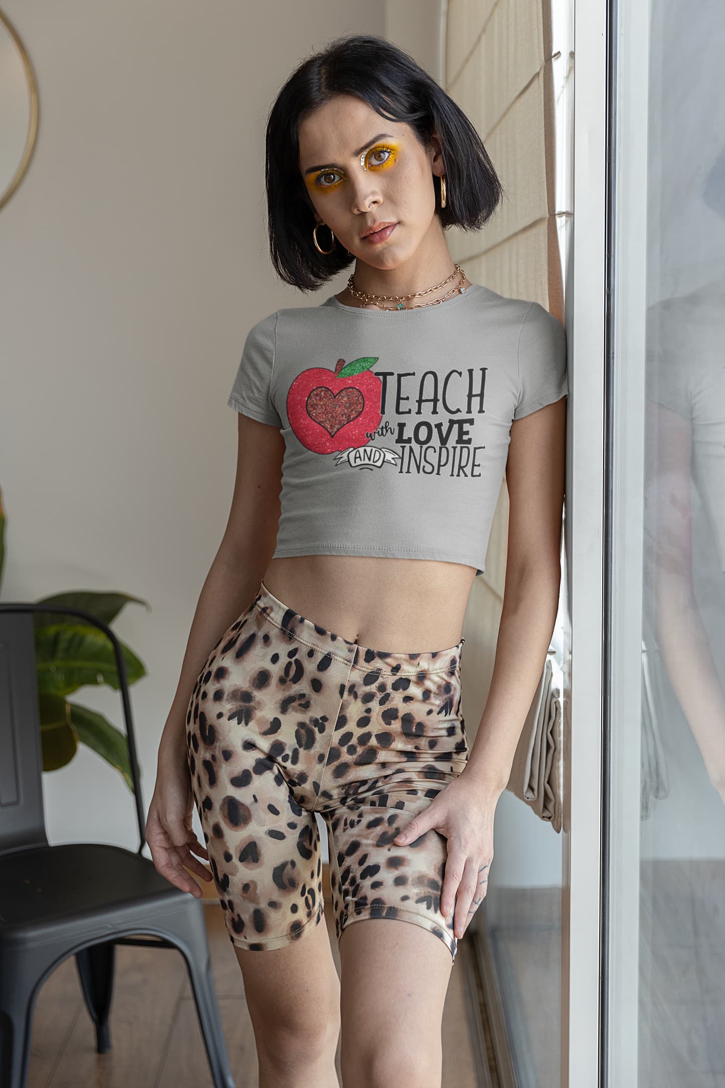Women's Melange Grey Crop Tops