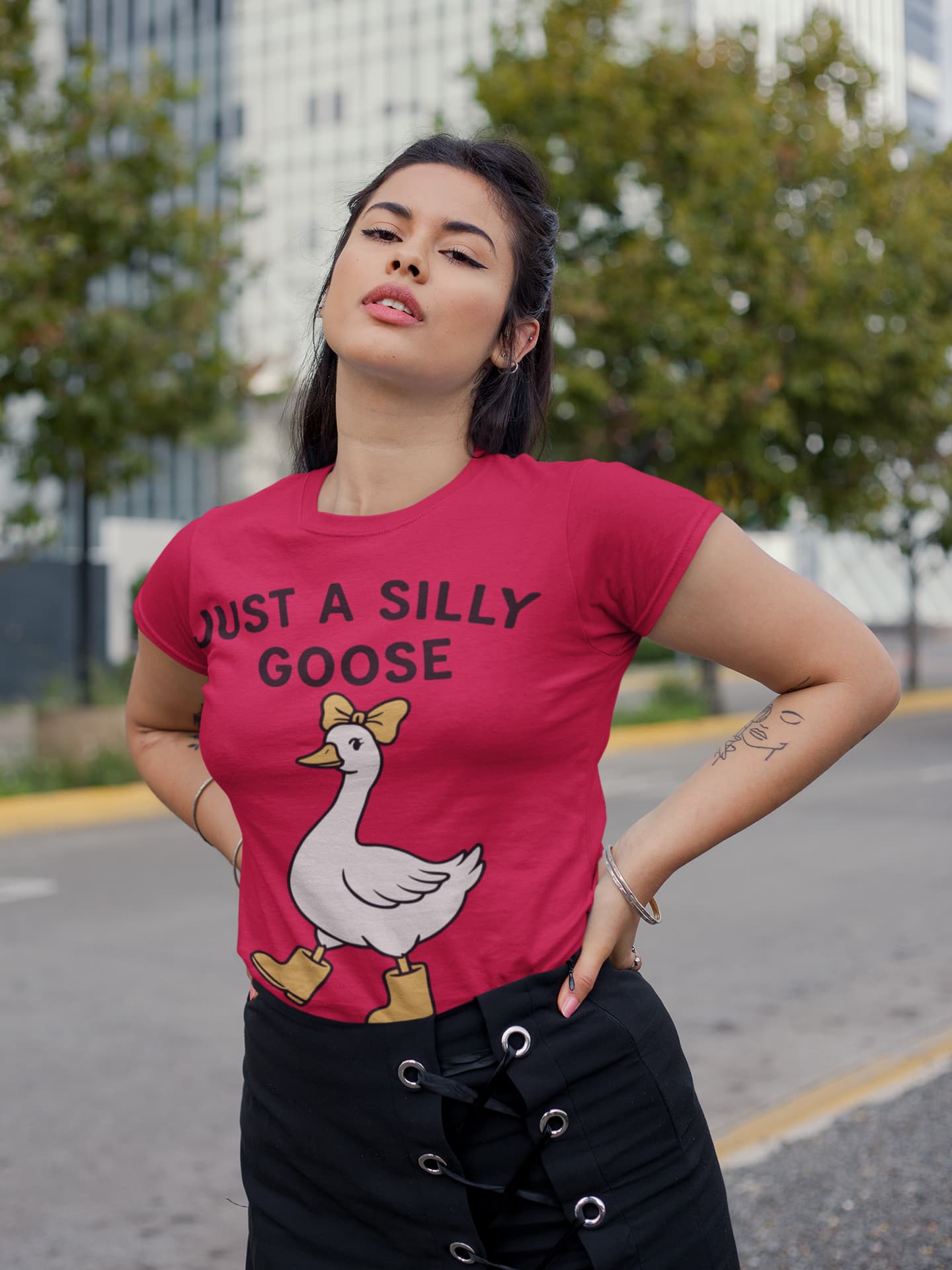 Women's Red Round Neck T-shirts