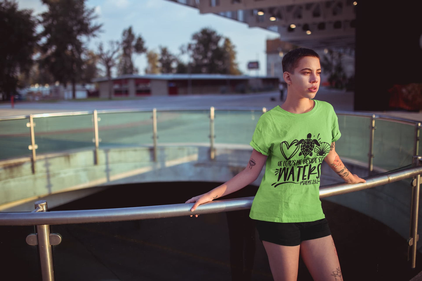 Women's Liril Green Round Neck T-shirts