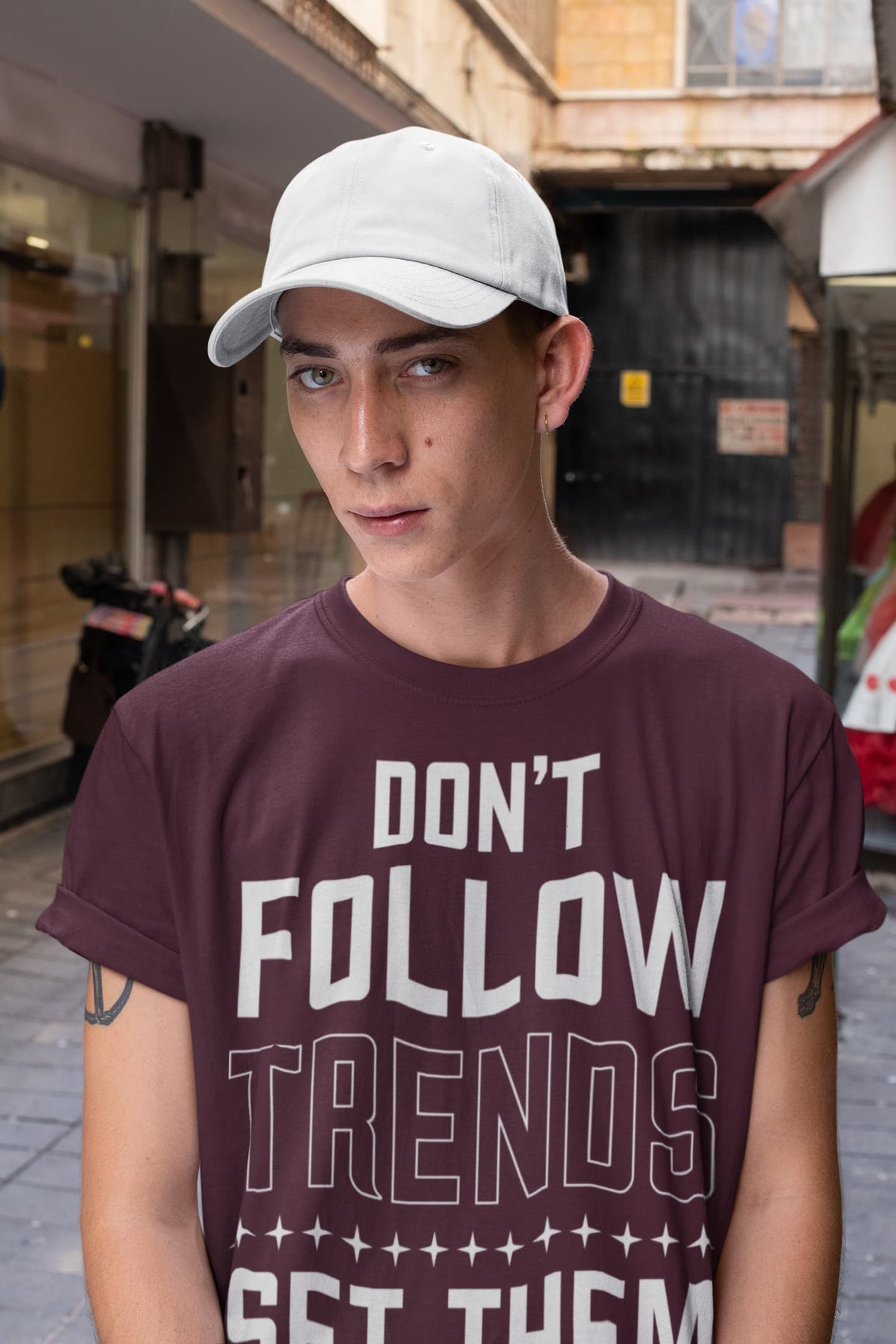 Men's Burgundy Round Neck T-shirts