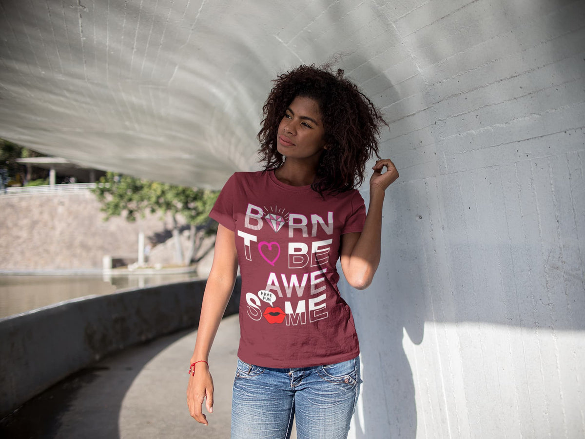 Karavirs® Awesome Maroon graphic tee for women India