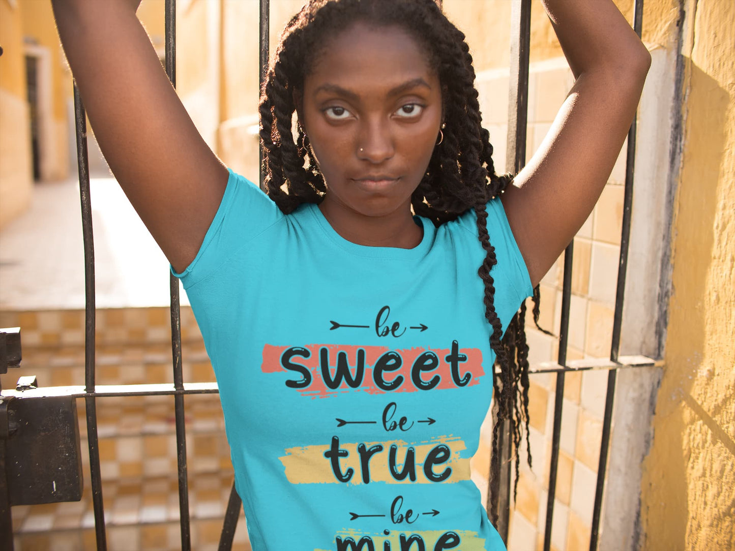 Women's Sky Blue Round Neck T-shirts