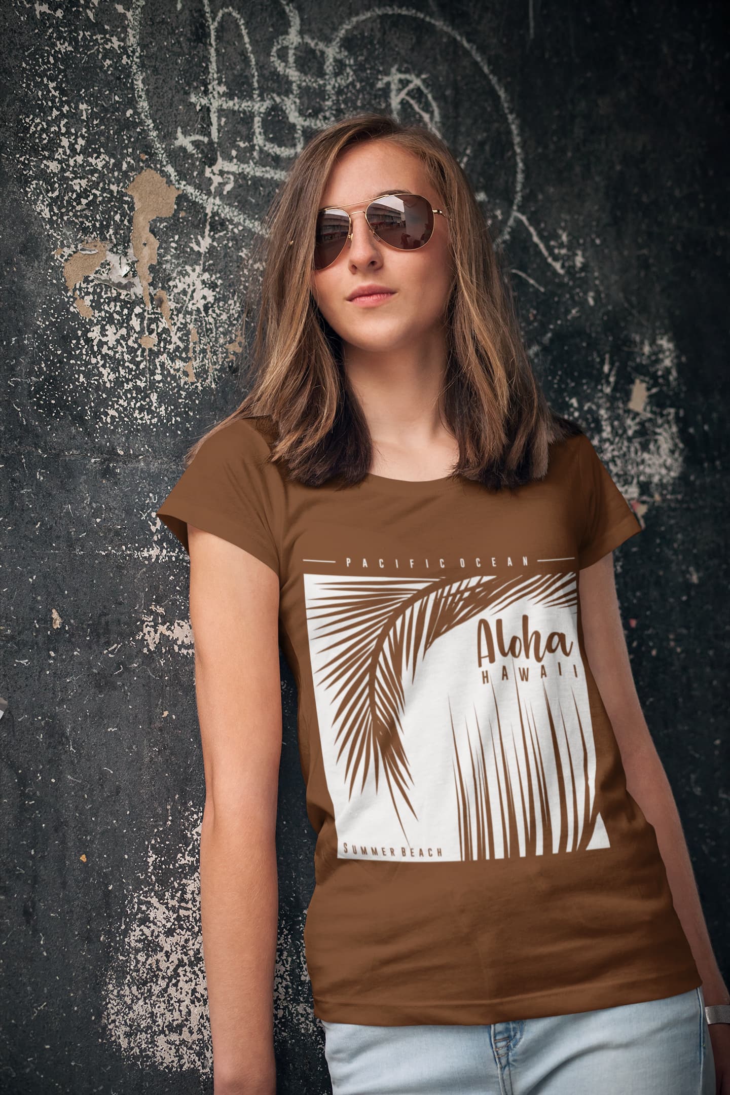 Women's Coffee Brown Round Neck T-shirt