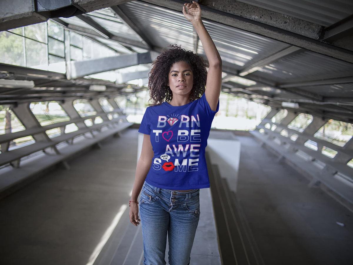 Karavirs® Awesome Royal Blue graphic tee for women India