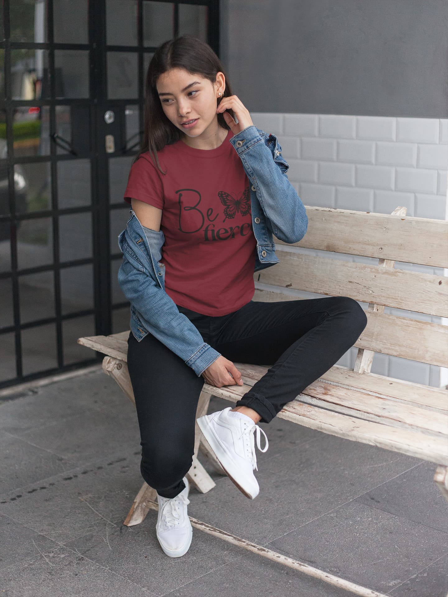 Women's Maroon Round Neck T-shirt