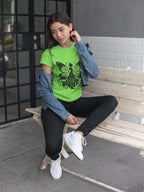 Women's Liril Green  Round Neck T-shirts
