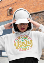 Women's White Crop Hoodies