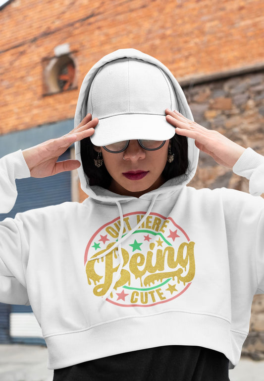 Women's White Crop Hoodies