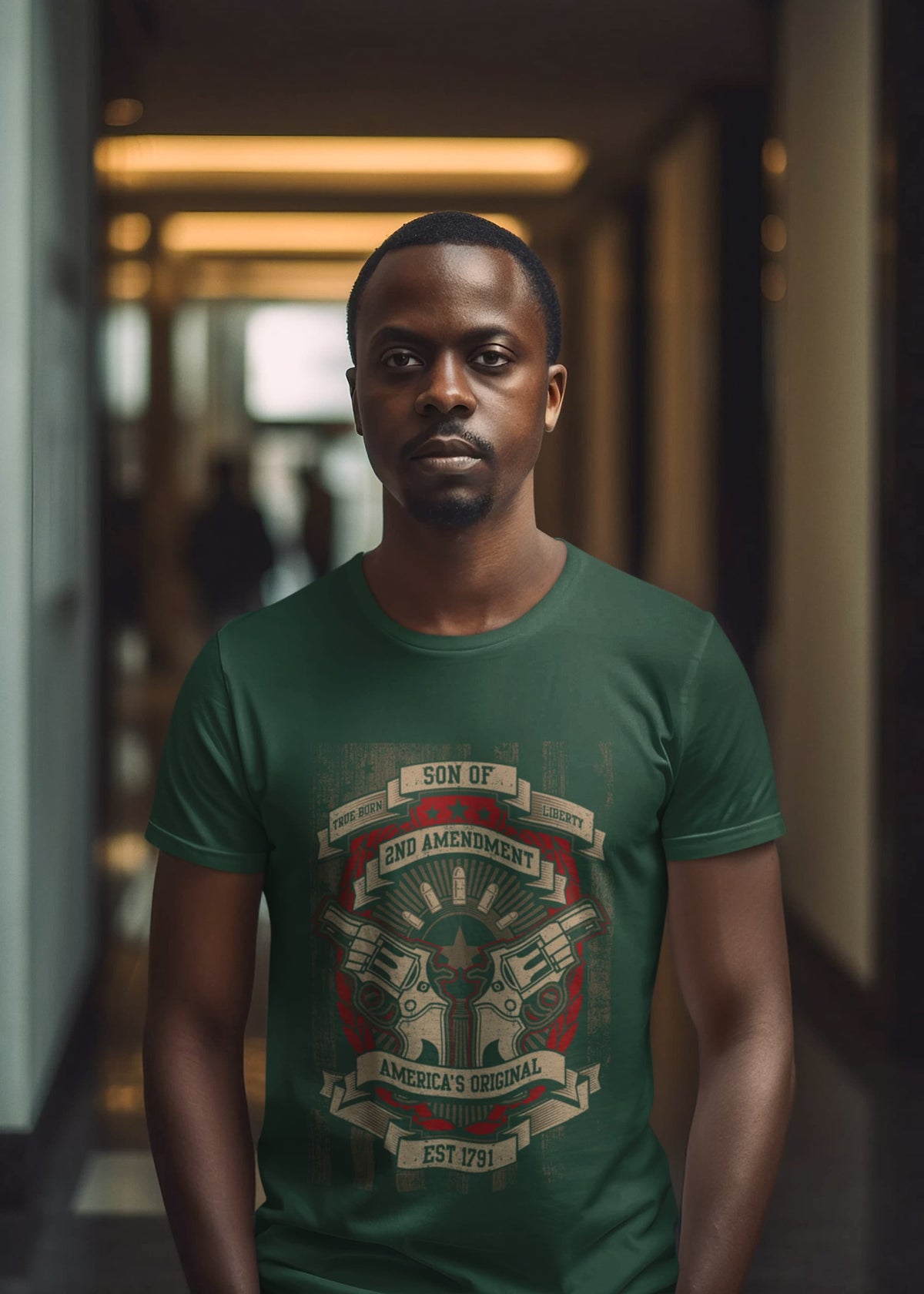 Men's Olive Green Round Neck T-shirt 