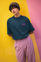 Men's Navy Blue Oversized Round Neck T-shirts
