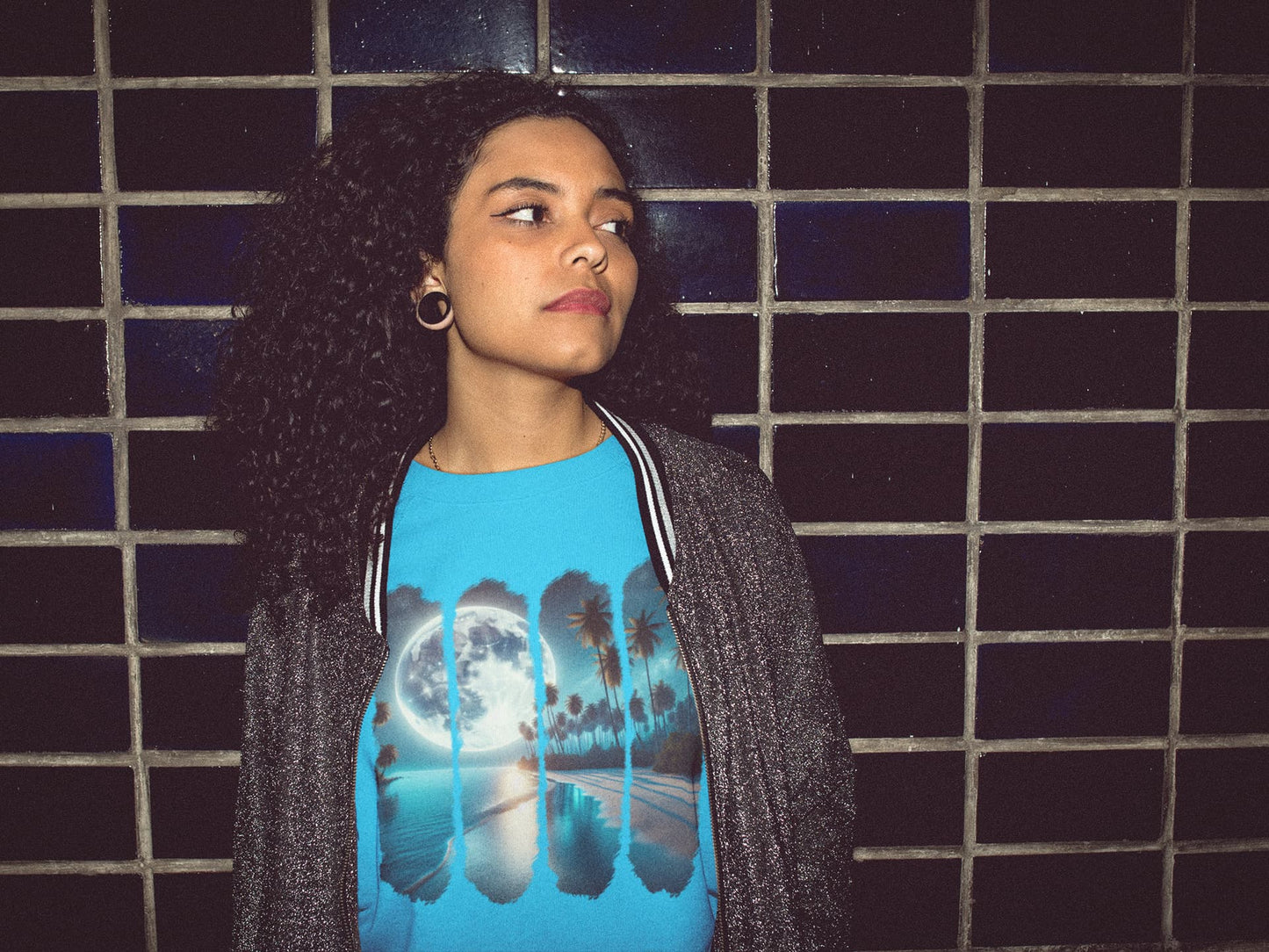 Women's Sky Blue Round Neck T-shirts