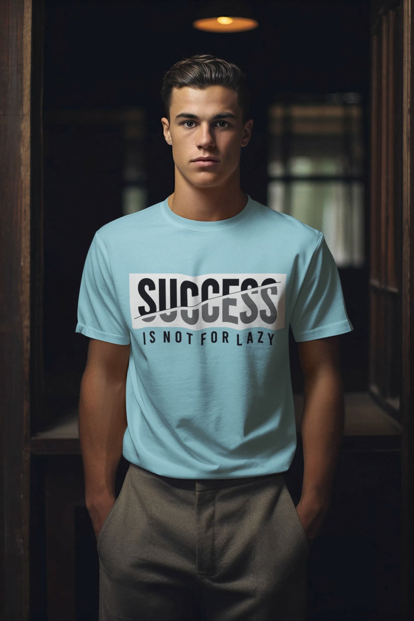 Men's Surf Blue Round Neck T-shirts