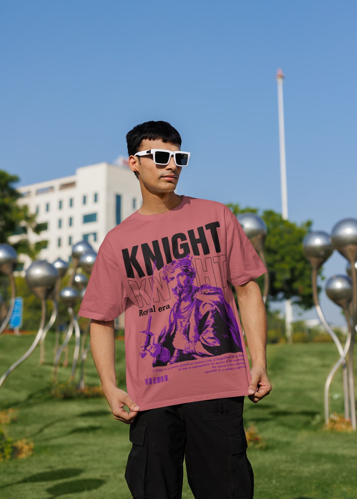 Men's Dusty Rose Oversized Round Neck T-shirts