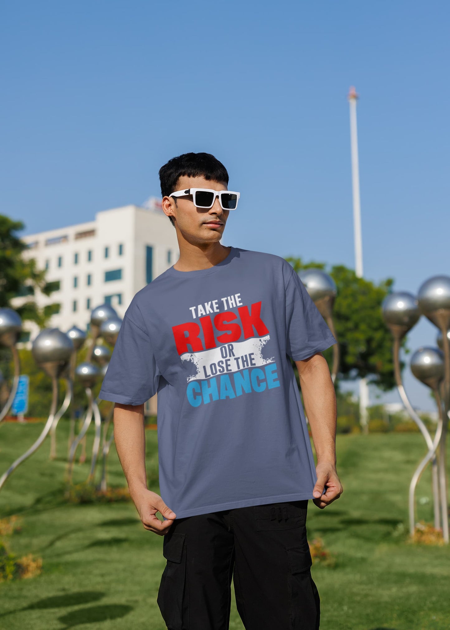 MENS STEEL GREY OVERSIZED T-SHIRT