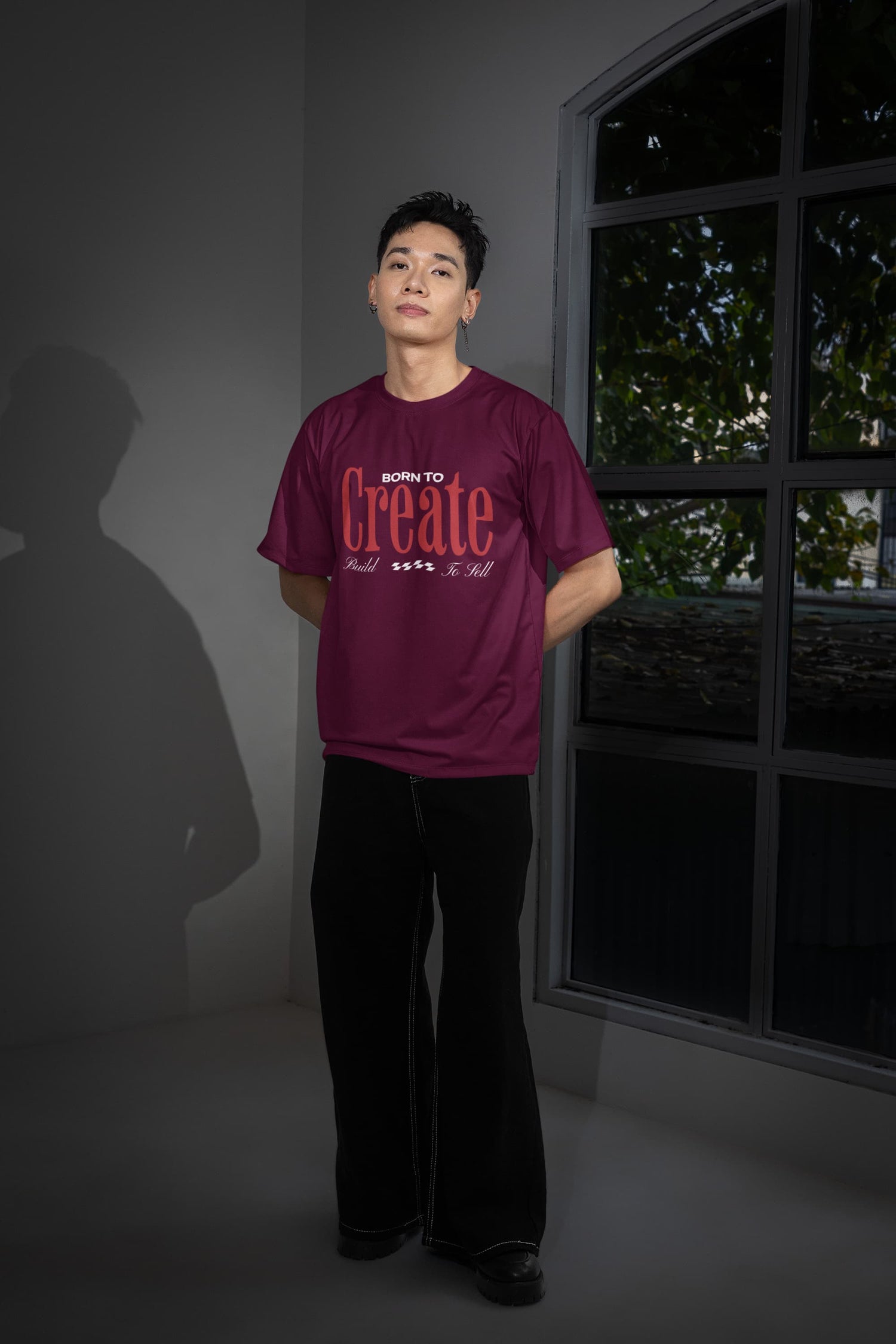 UNISEX BURGUNDY OVERSIZED T-SHIRT