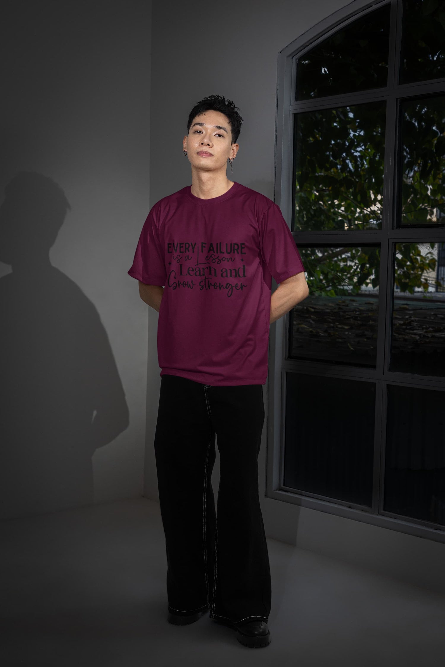 MENS BURGUNDY OVERSIZED T-SHIRT
