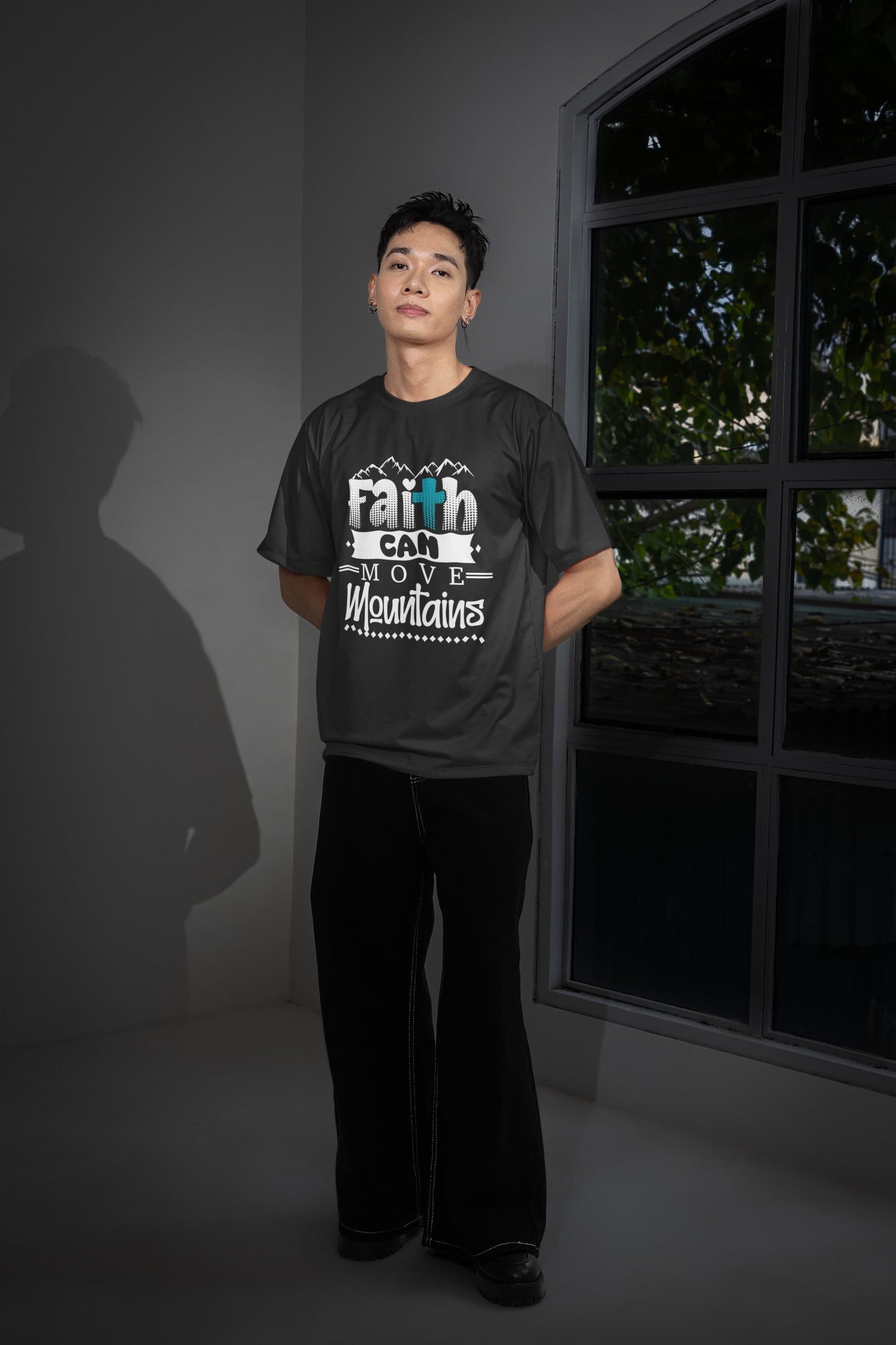 MENS BLACK OVERSIZED ROUNDNECK T-SHIRT