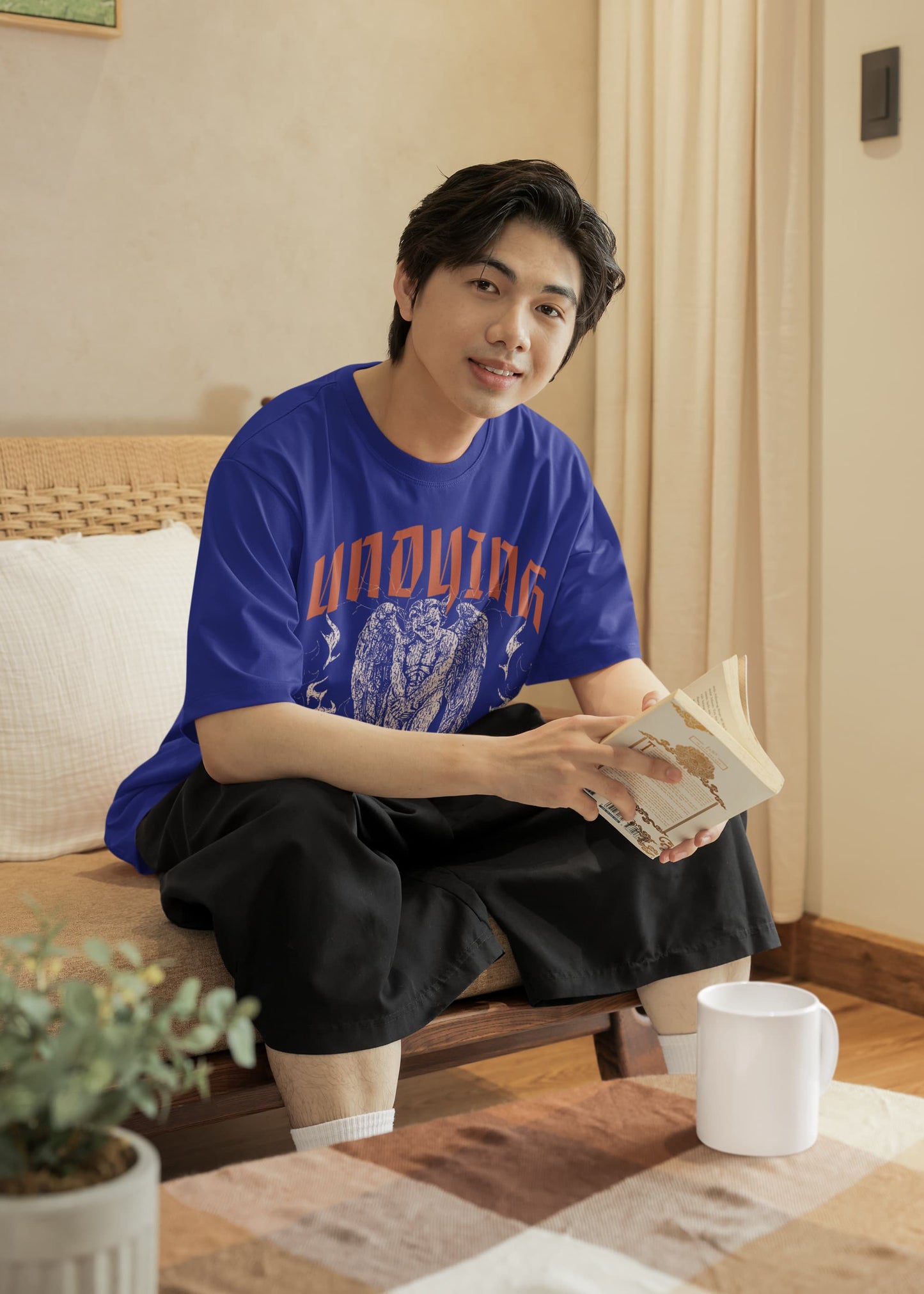 Men's Royal Blue Oversized Round Neck T-shirts