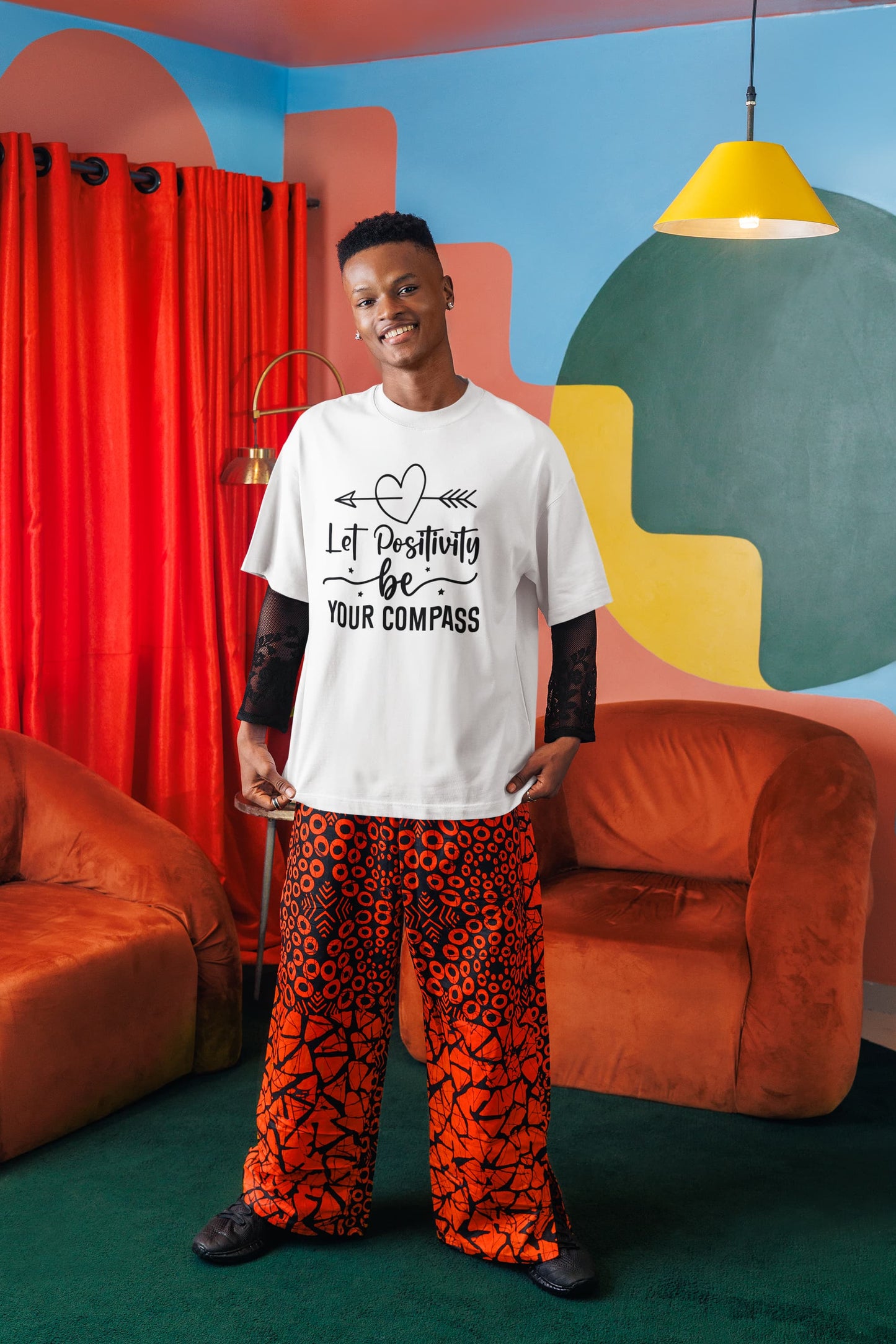MENS WHITE OVERSIZED ROUNDNECK T-SHIRT 