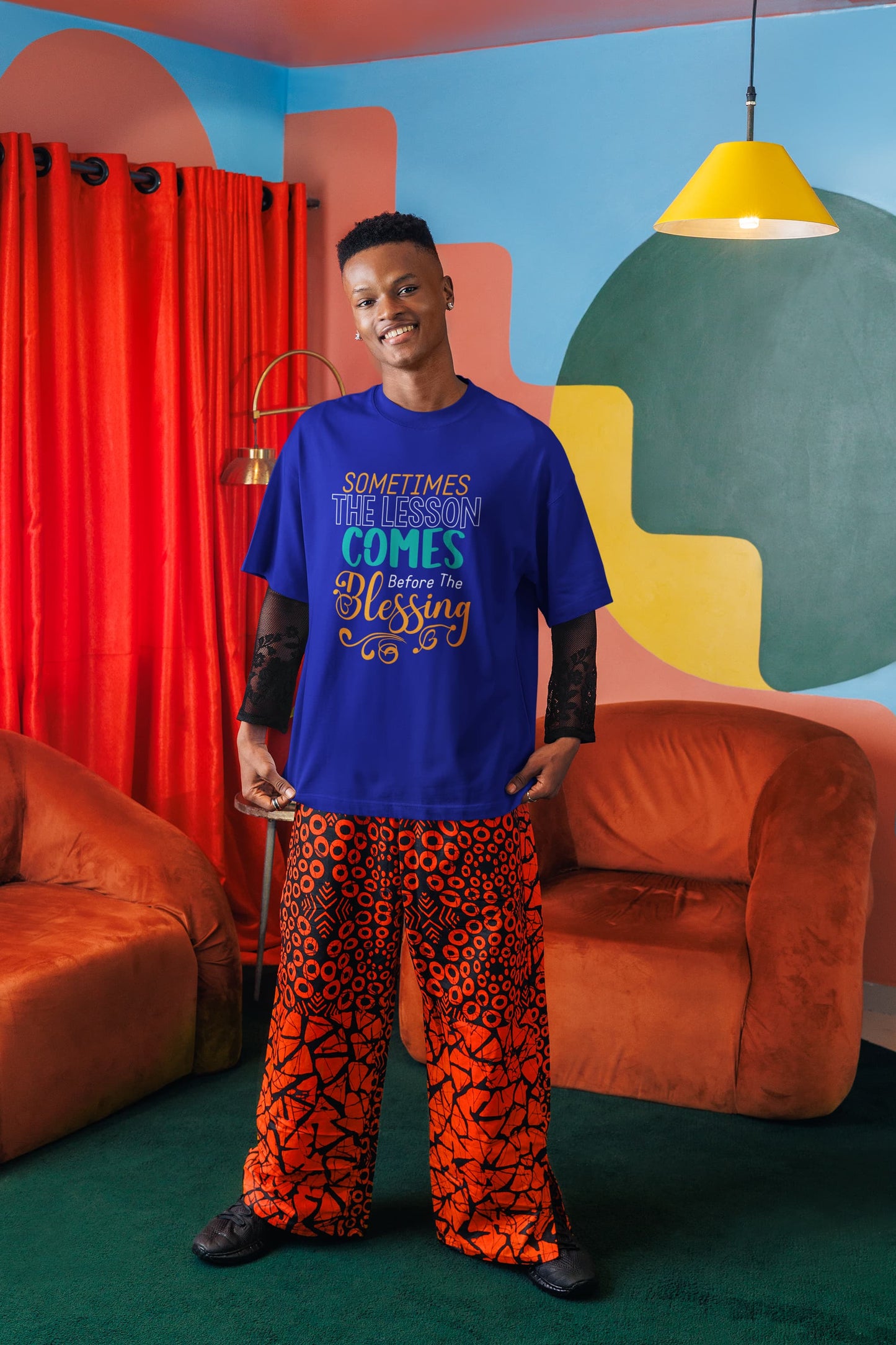 MENS ROYAL BLUE OVERSIZED T-SHIRT