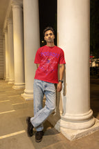 Men's Red Oversized Round Neck T-shirts