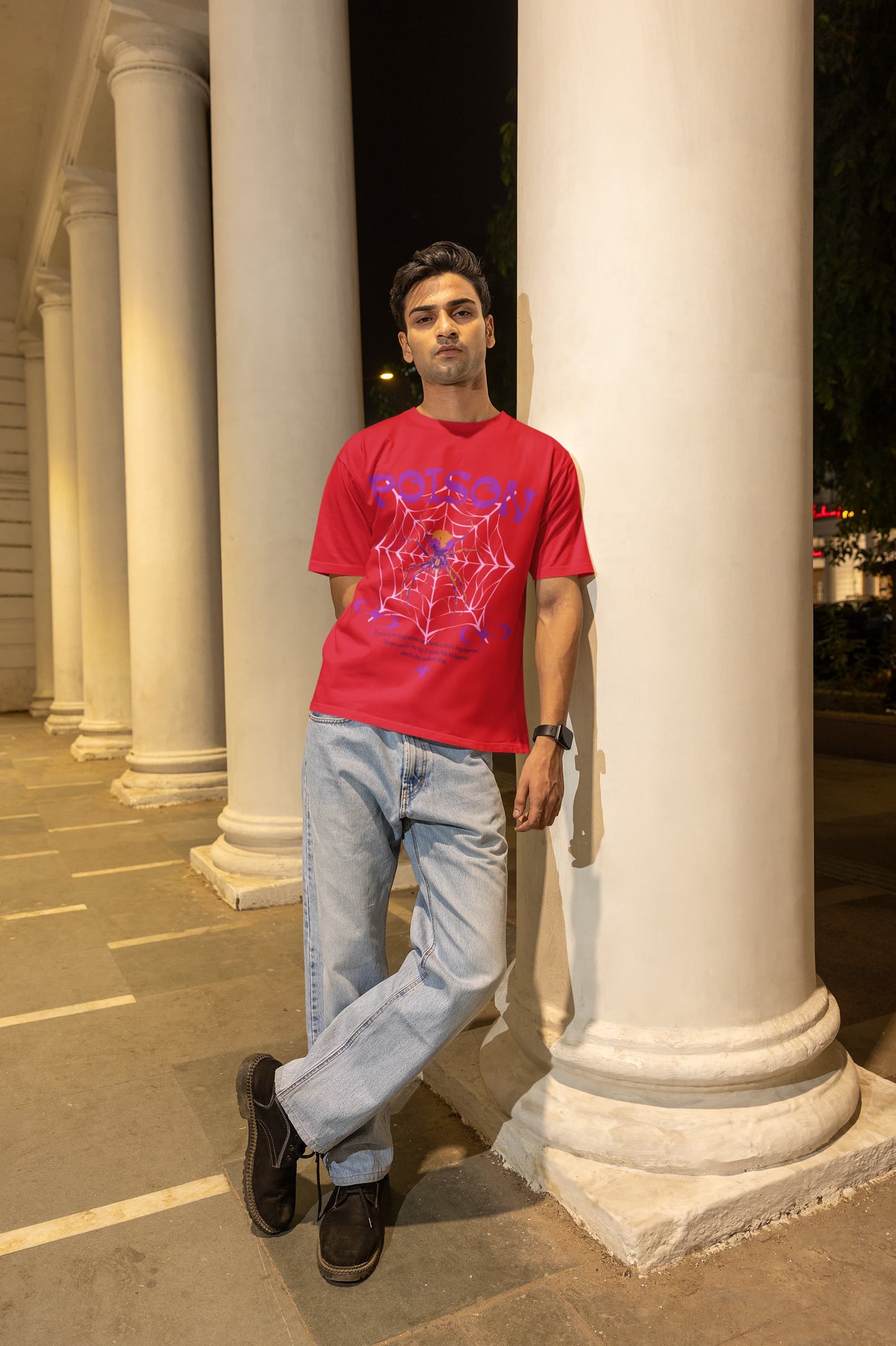 Men's Red Oversized Round Neck T-shirts