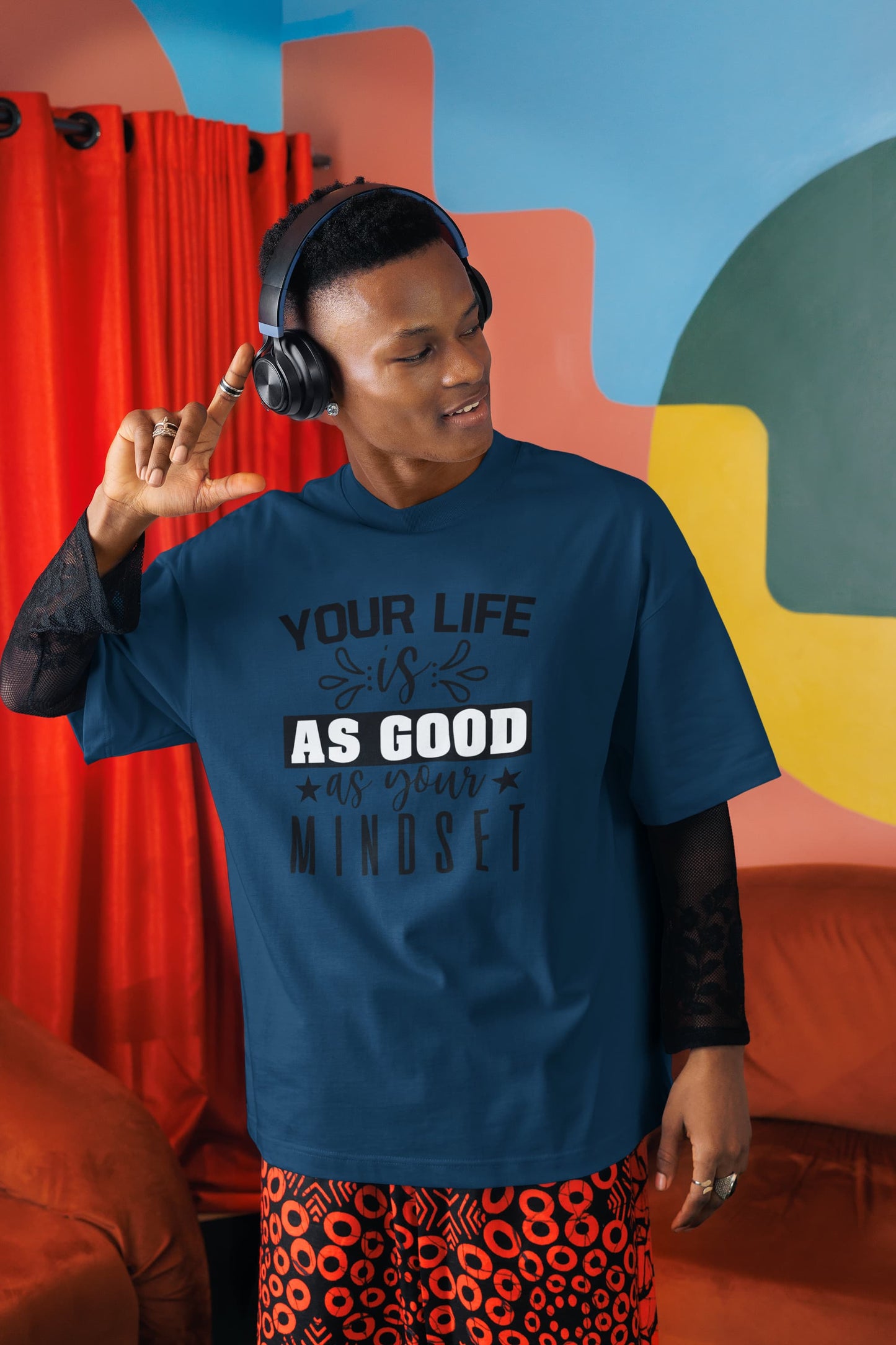 MENS NAVY BLUE OVERSIZED T-SHIRT