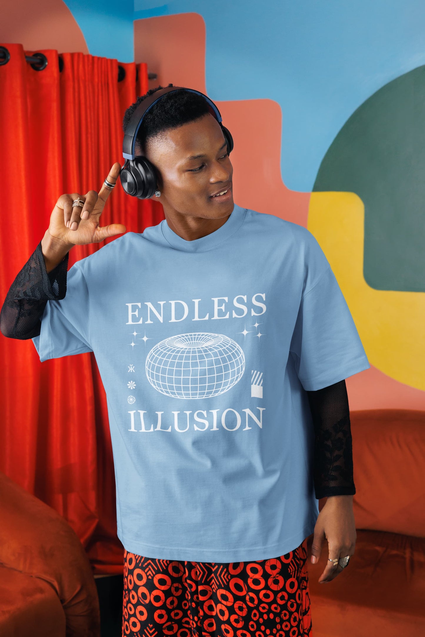 UNISEX BABY BLUE OVERSIZED T-SHIRT