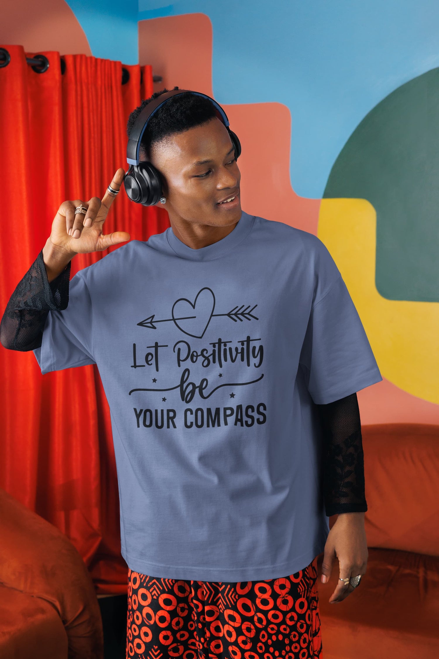 MENS STEEL GREY OVERSIZED ROUNDNECK T-SHIRT 