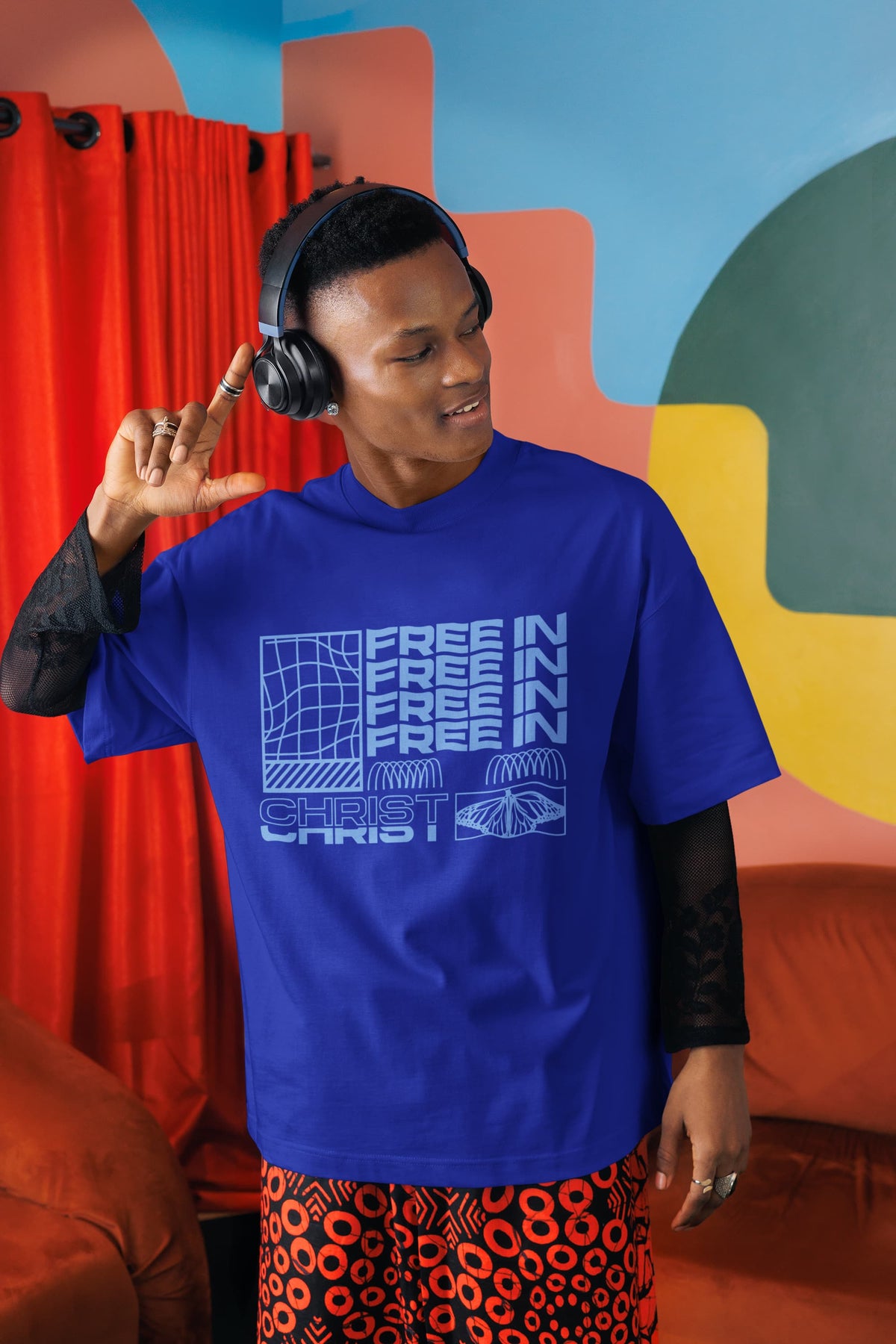 Karavirs® Heavens Royal Blue graphic tee for men India