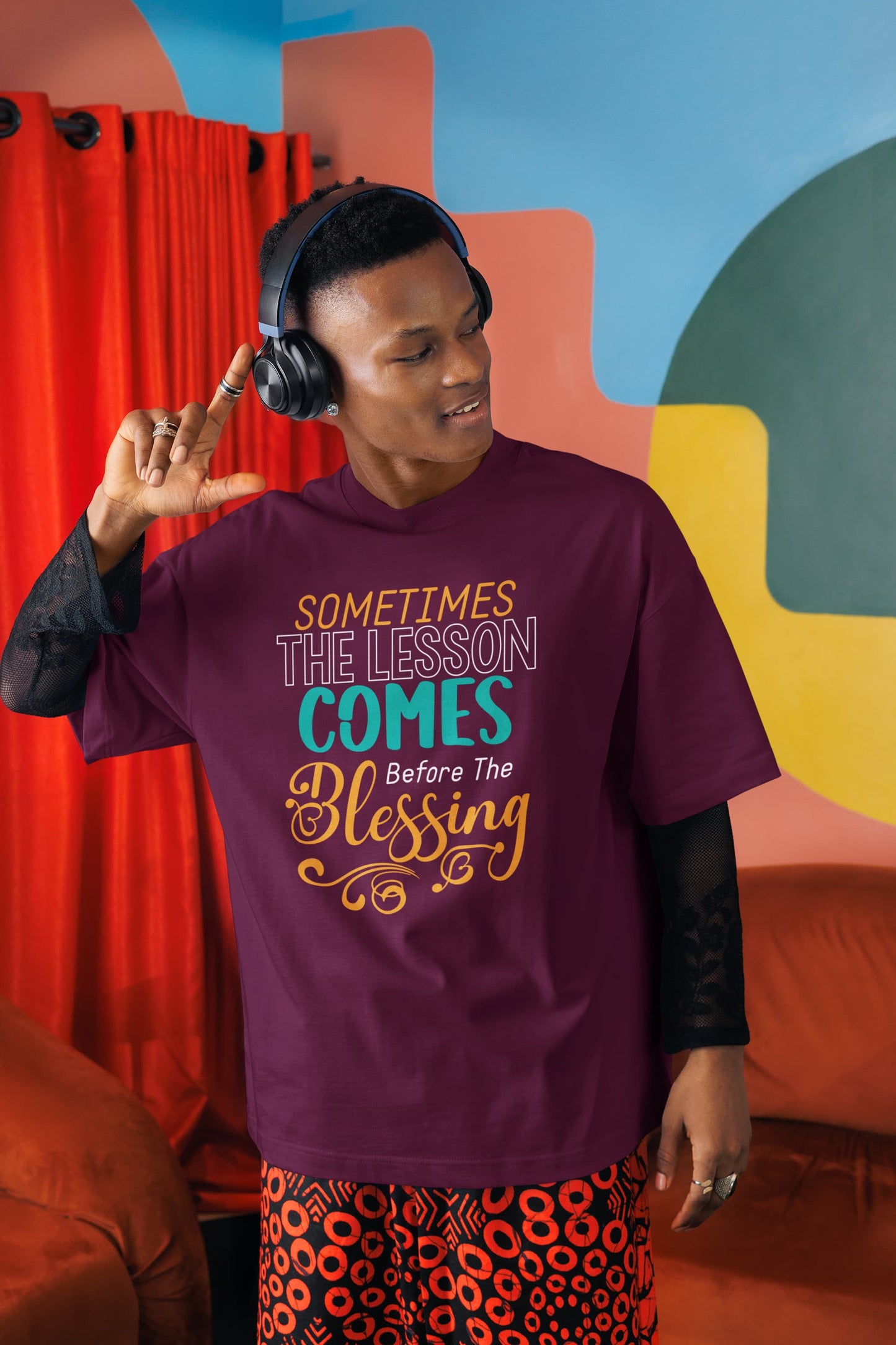 MENS BURGUNDY OVERSIZED T-SHIRT