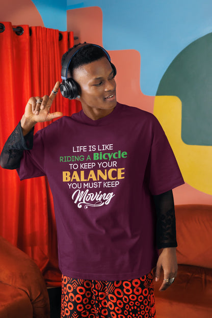 MENS BURGUNDY OVERSIZED ROUNDNECK T-SHIRT