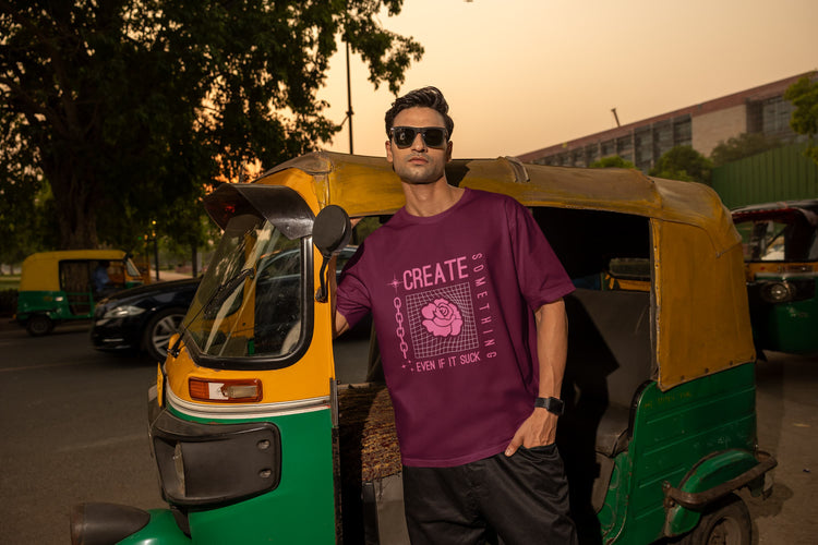 UNISEX BURGUNDY OVERSIZED T-SHIRT