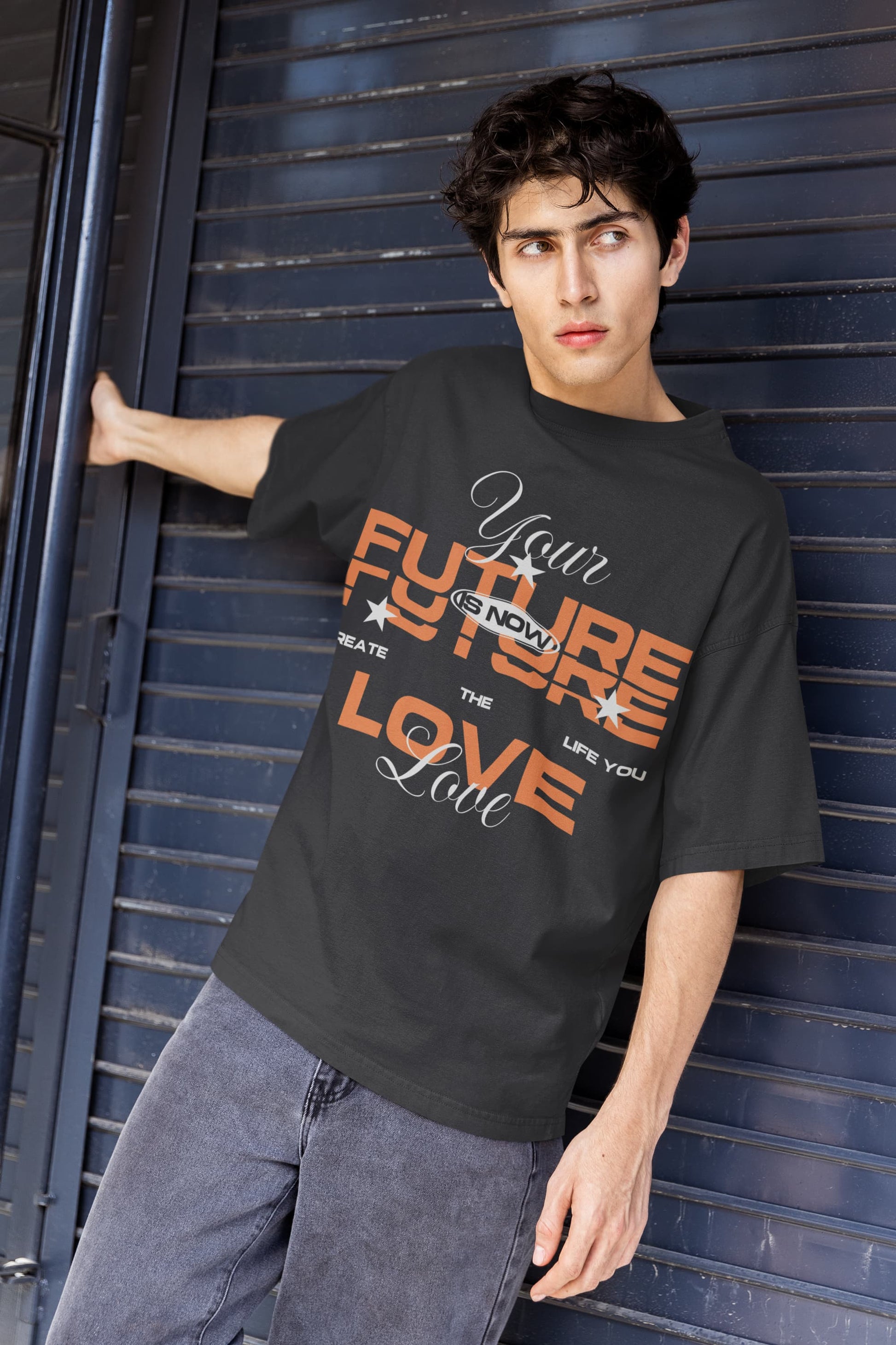 Men's Black Oversized Round Neck T-shirts