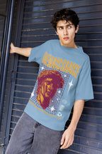 Men's Baby Blue Oversized Round Neck T-shirts