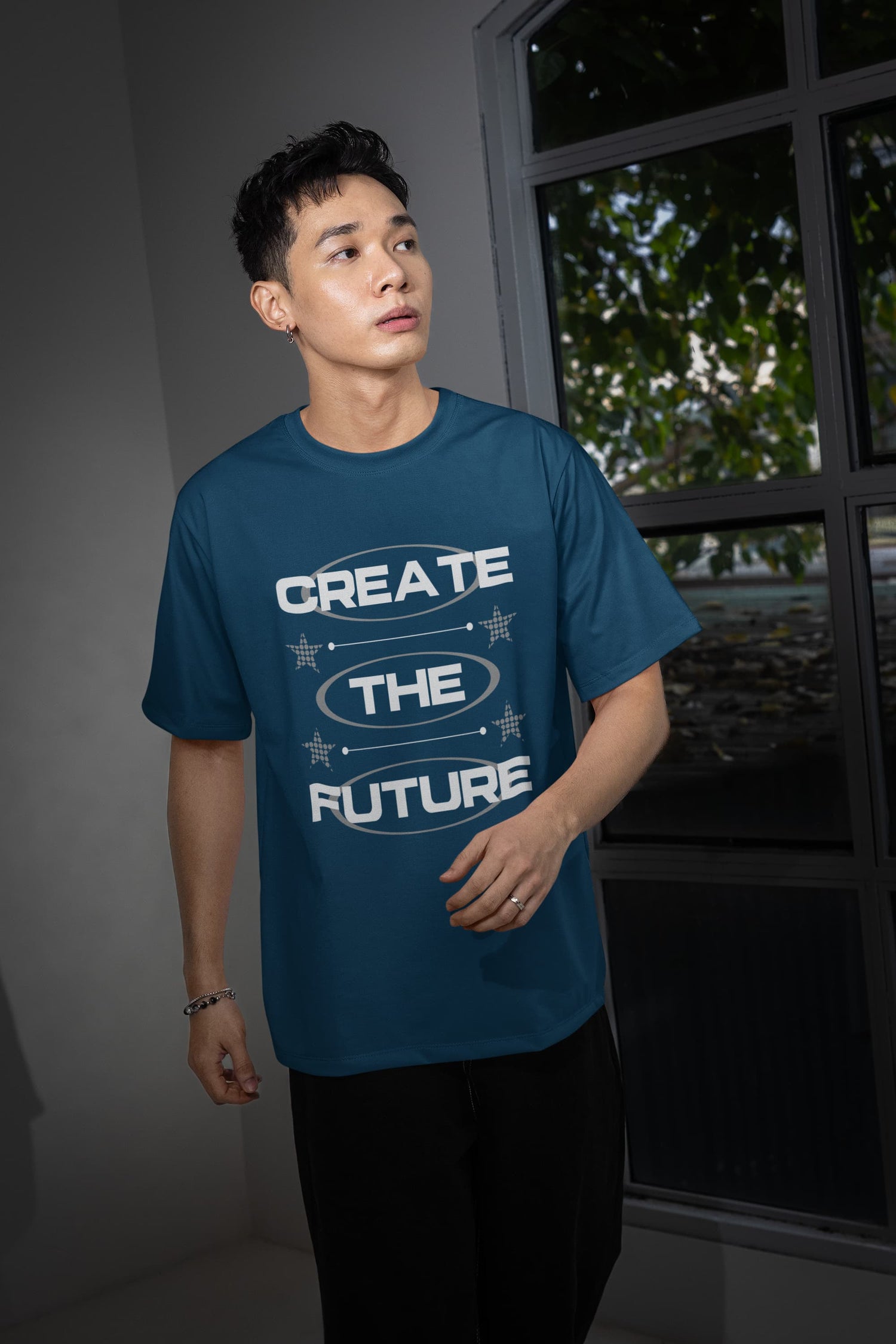 UNISEX NAVY BLUE OVERSIZED T-SHIRT